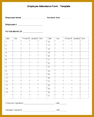 Free Download Employee Attendence Form 186232