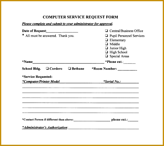 Basic puter Service Request Form 483544