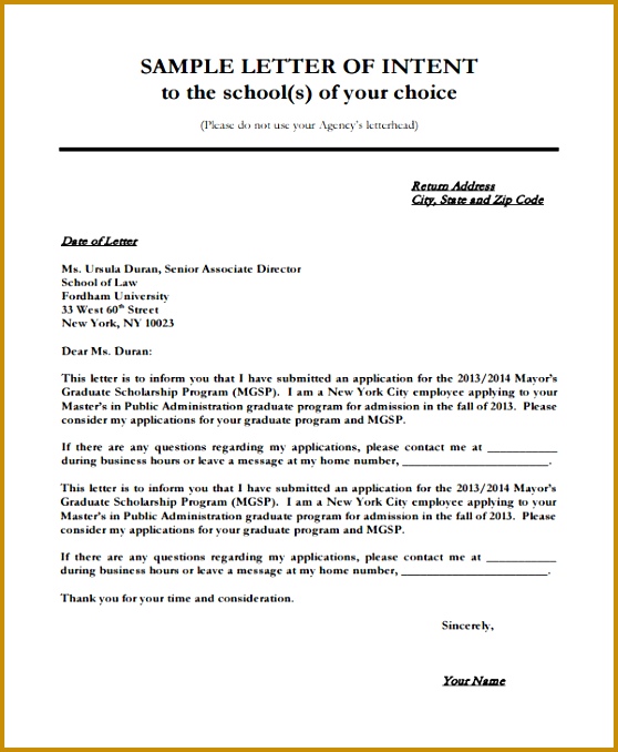letter of application for university format