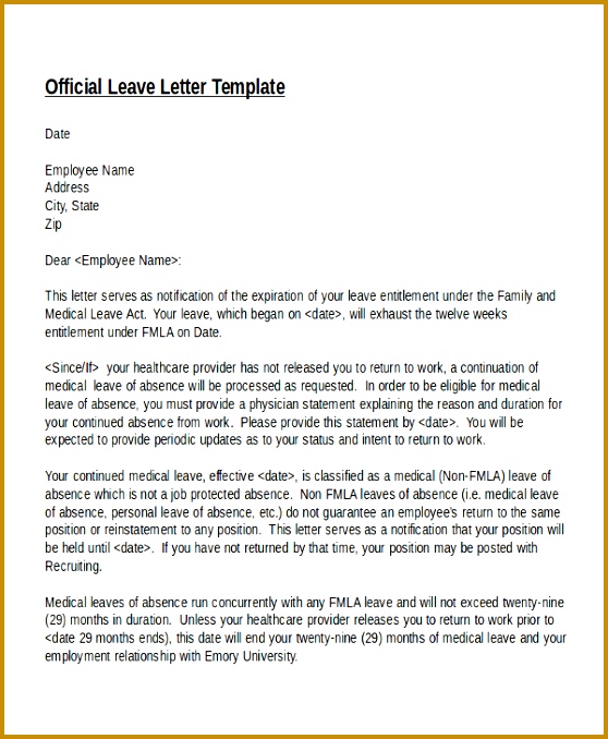 12 Leave Letter Templates 558678