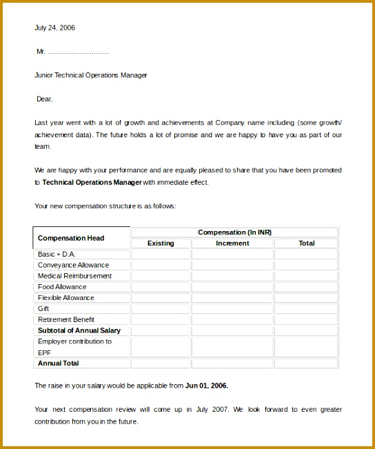 junior technical operations manager appraisal letter template 544651