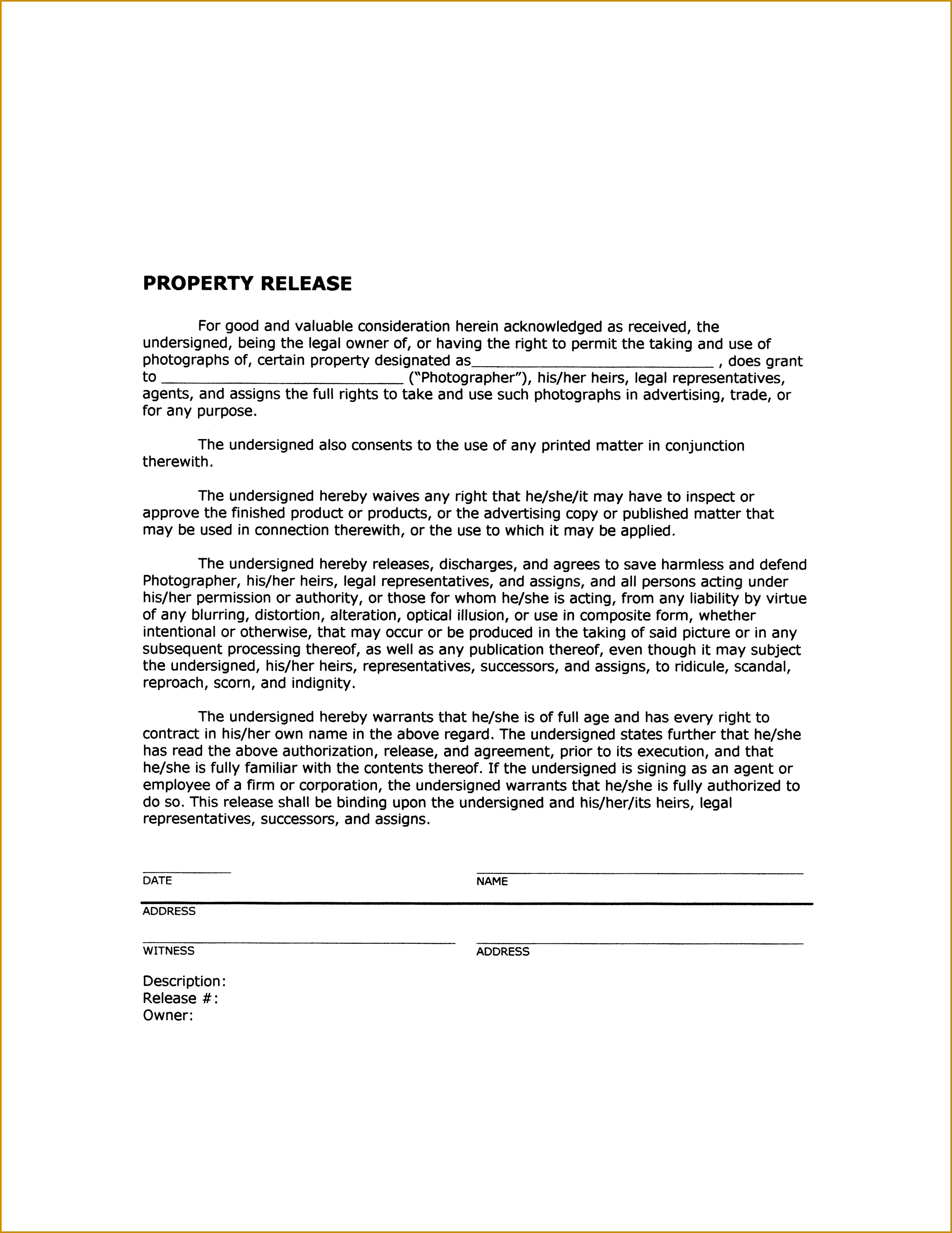 liability waiver sample example of liability waiver technology property release form property release form property release 30692371