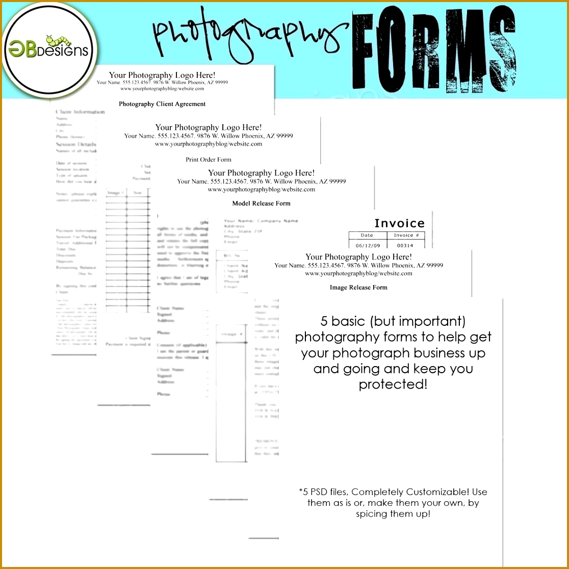 graphy Forms Templates for graphers Invoice Image Release Model Release Print Order From Client Agreement 11161116