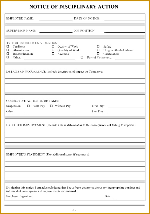 disciplinary forms template employee write up form templates free word pdf documents ideas 702492