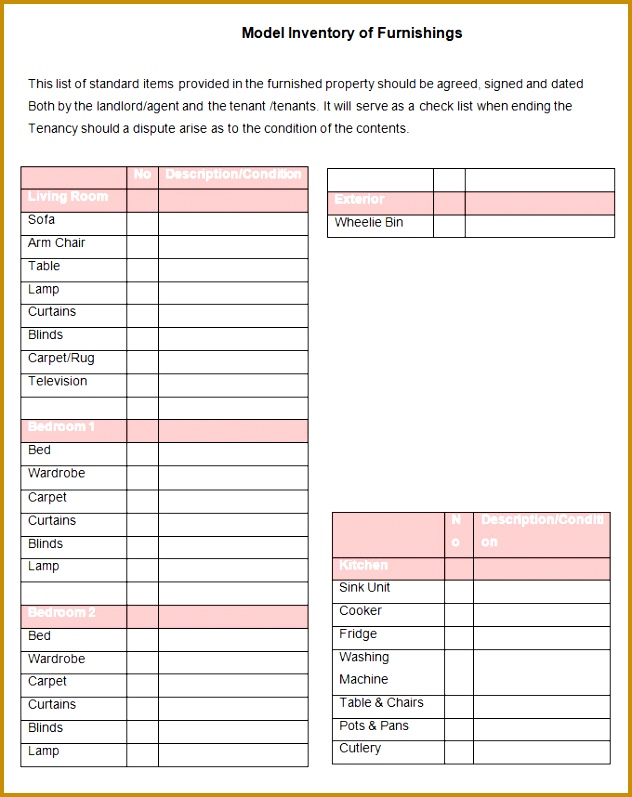 Free Landlord Inventory Template 632797