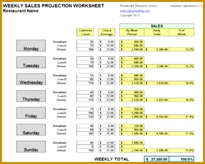 Weekly Sales Projection Spreadsheet $19 click on image for full view in Adobe pdf format 335418