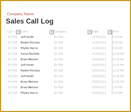 sales call report format free 465544