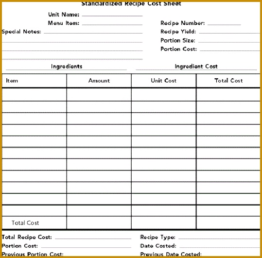 how to calculate food costs sheet 531539