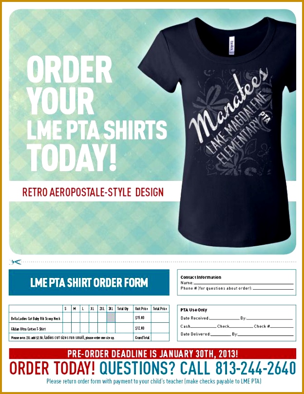 PTA T Shirt Order Form 808624