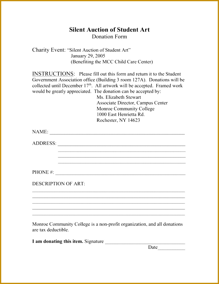 charity donation form template silent auction solicitation letter gonzalo veterans first ltd 952735
