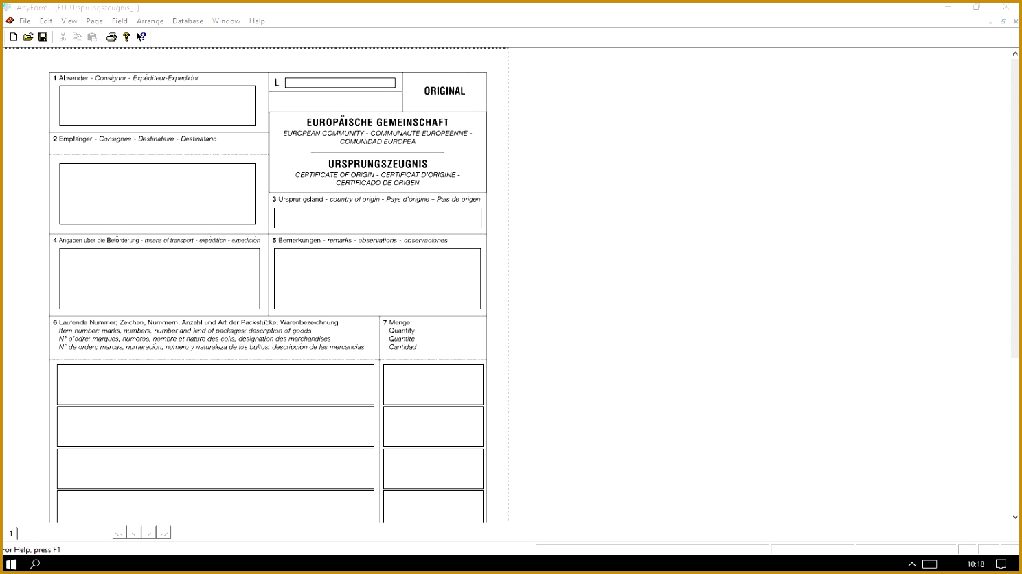 Transport Receipt Sample 15986 Anyform Kostenlose formularvorlagen Für Zollformulare Und 9001600