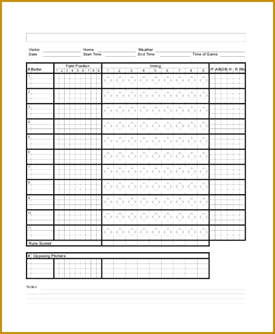 Printable Baseball Score Sheet Sample 678558