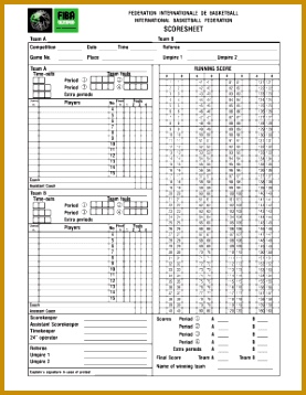 international basketball federation score sheet form · baseball scorecard form 358277