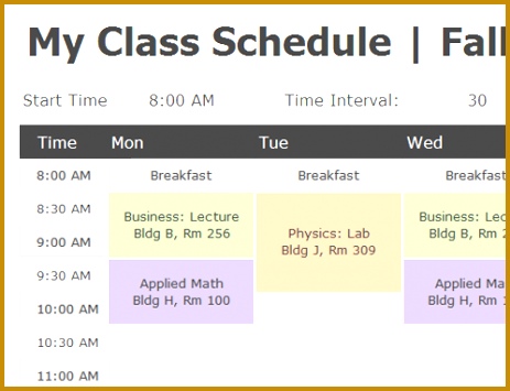 Class schedule 355463