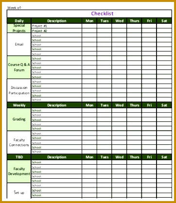 Daily Work Checklist Template 418362