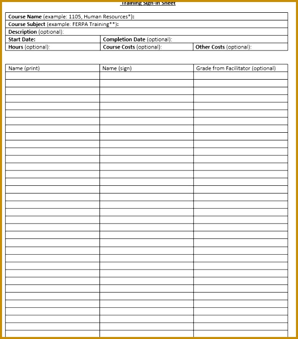 10 Free Sample Army Training Sign In Sheet Templates – Printable 664584