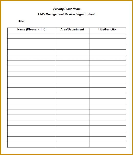 Trainning Sign In Sheet Template 636544