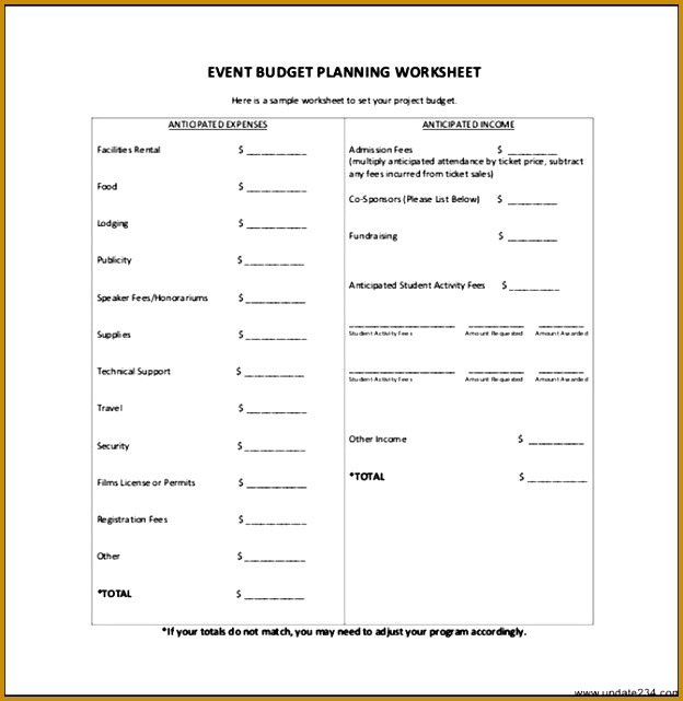 Sample Event Planning Bud Template for Mac 641624