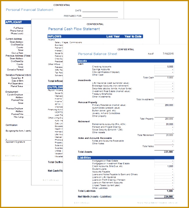 Personal Financial Statement Template 651716