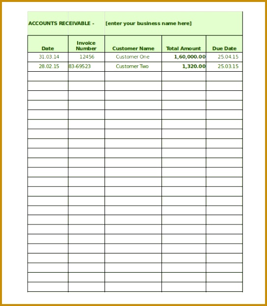 Accounts Receivable Ledger Spreadsheet Template Download 623544