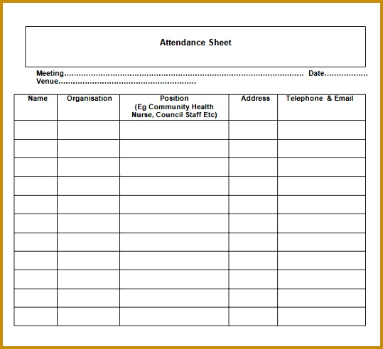 general attendance sheet template attendance record template excel exltemplates 539492