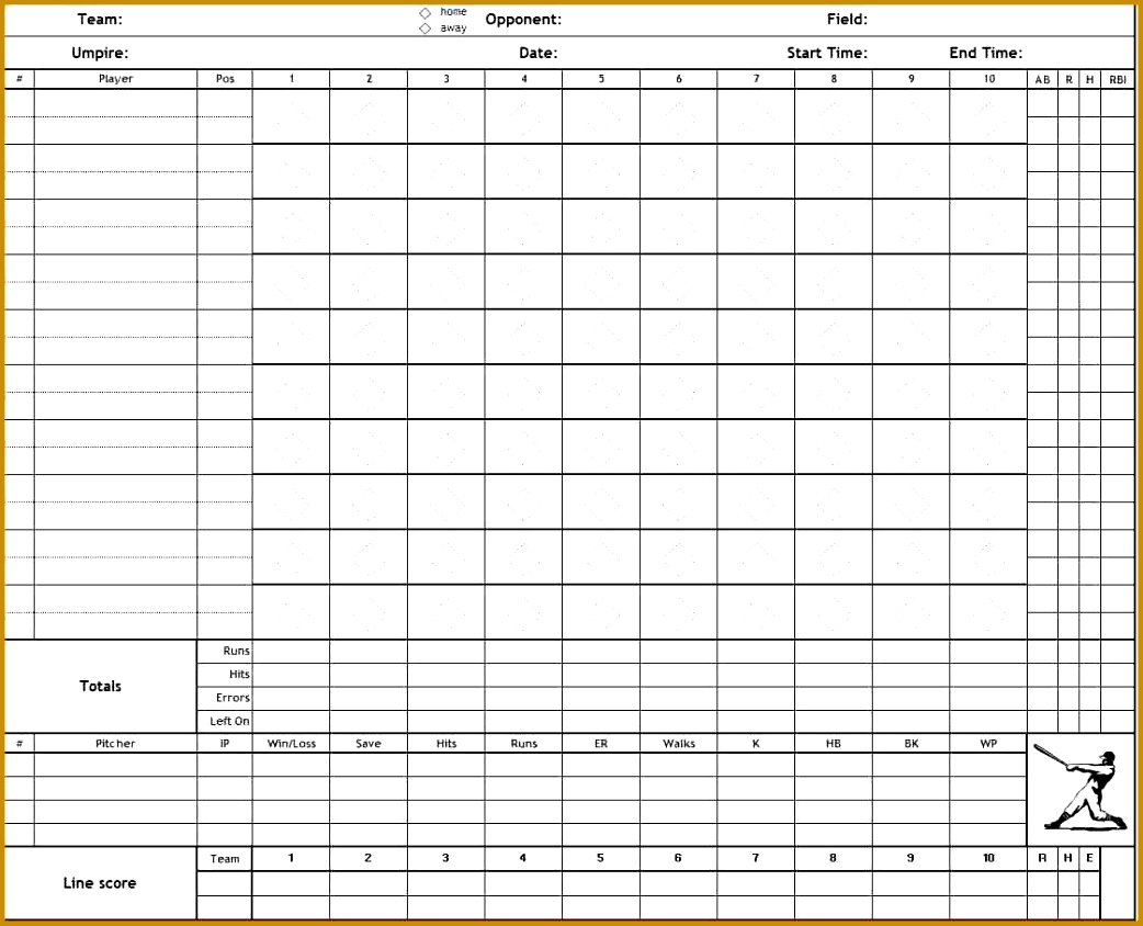 Printable Baseball Score Sheet Baseball Scorecard With Pitch Count 8441042