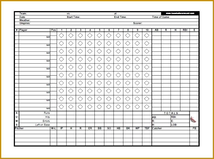 30 Printable Baseball Scoresheet Scorecard Templates Template Lab 545732