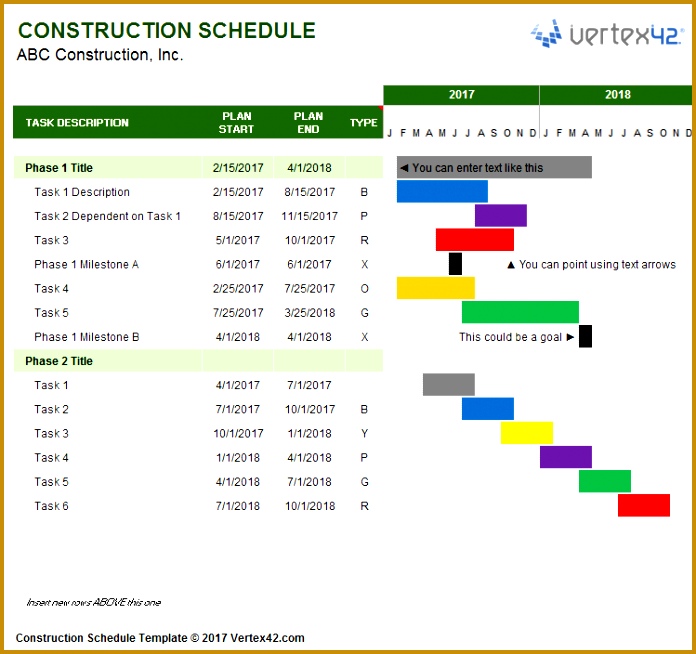 Construction Schedule Template for Excel 654696
