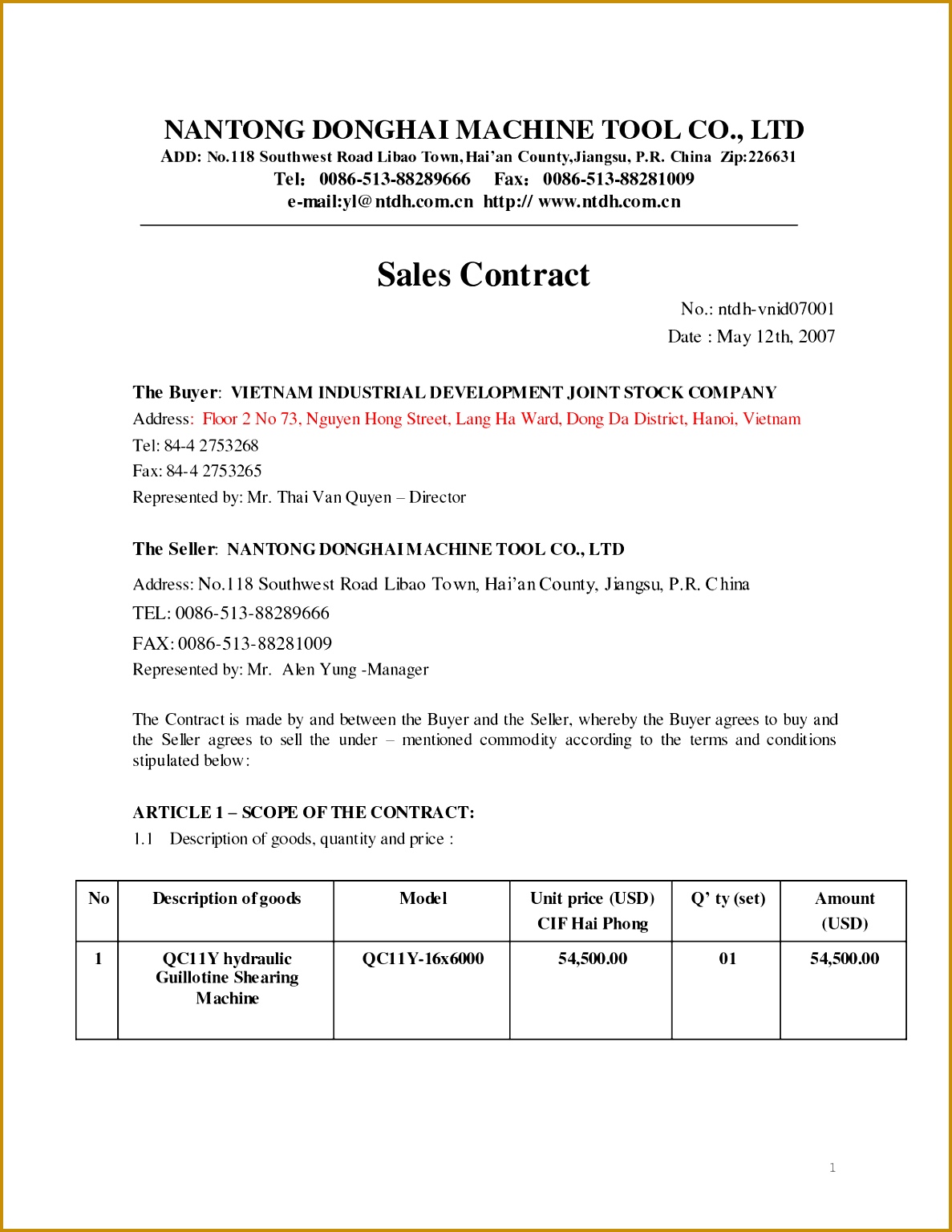 sales contract template 15361187