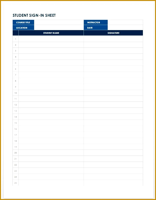 Student Sign in Sheet Template Word 833651