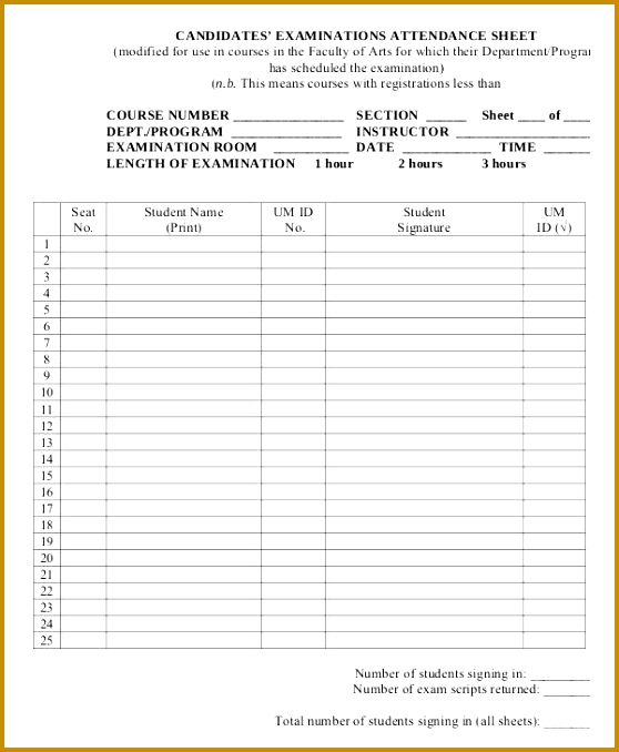 Student Attendance Sign In Sheet 558678