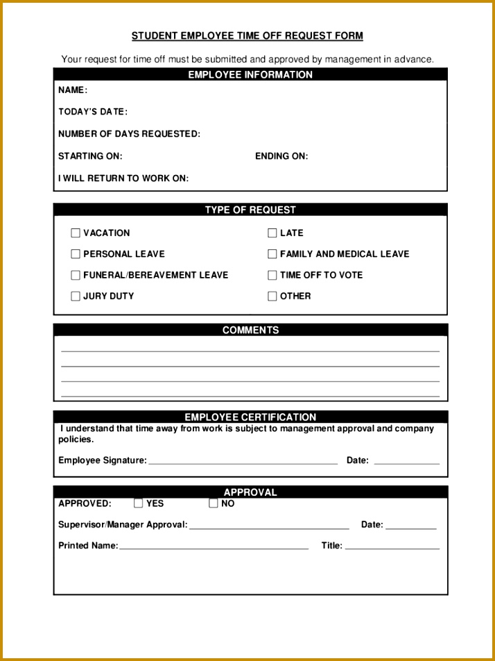 student employee time off request form d1 952714