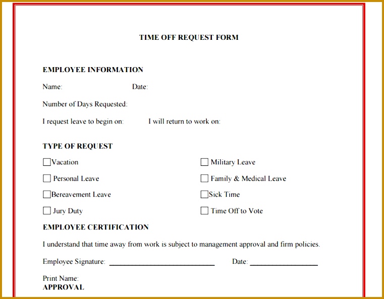 time off request form template 888 593761