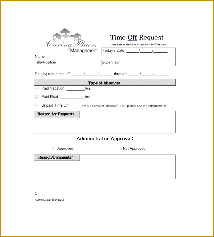 100 vacation request form template vacation request letter Letter For Vacation Request 762689