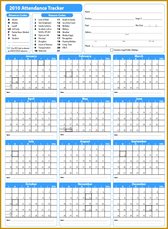 Printable 2017 Employee Attendance Calendar 569774