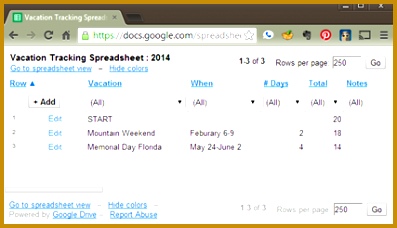 Vacation tracking spreadsheet template 228397