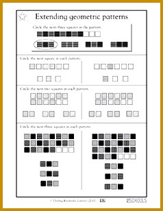 3rd grade 4th grade 5th grade Math Worksheets Continuing a pattern 308238