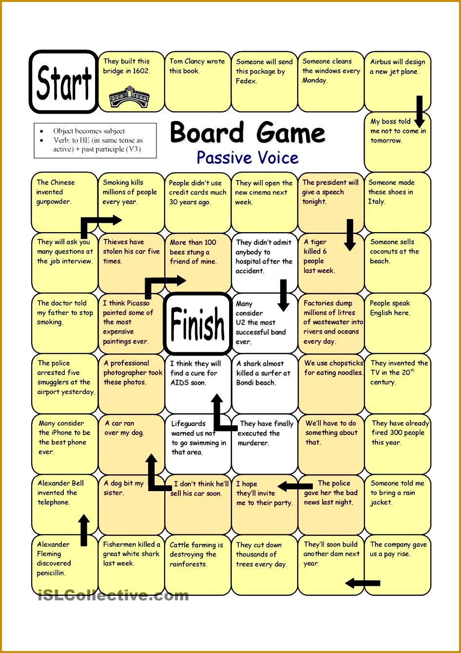 Board Game Passive Voice worksheet Free ESL printable worksheets made by teachers 1339946