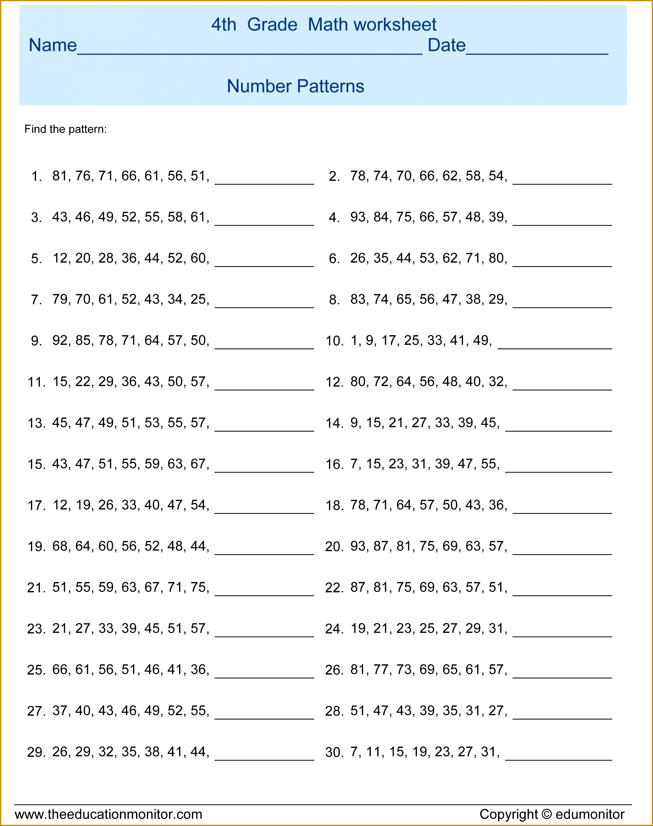 Math Patterns Worksheet Worksheets for all Download and Worksheets 28012213