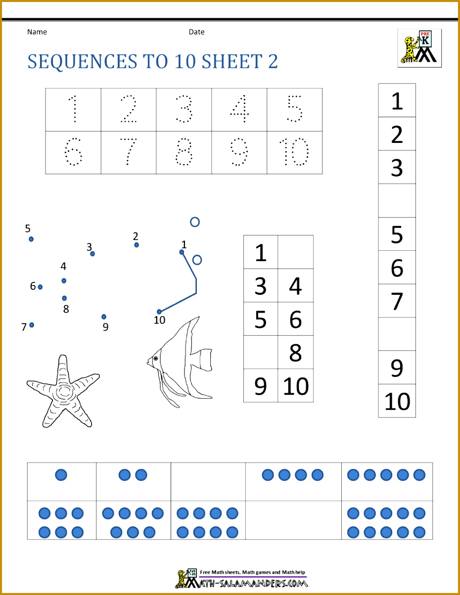 Preschool Number Worksheets Sequencing To 10 Grade Math Factoring Sequen 1203930