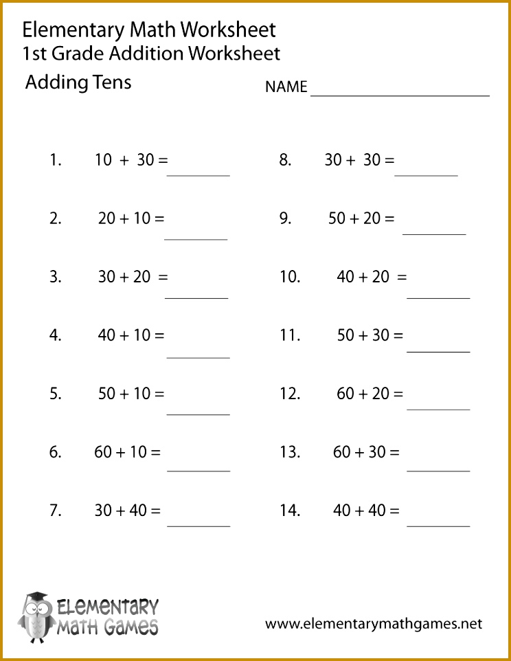 Addition Worksheets For 1St 744962