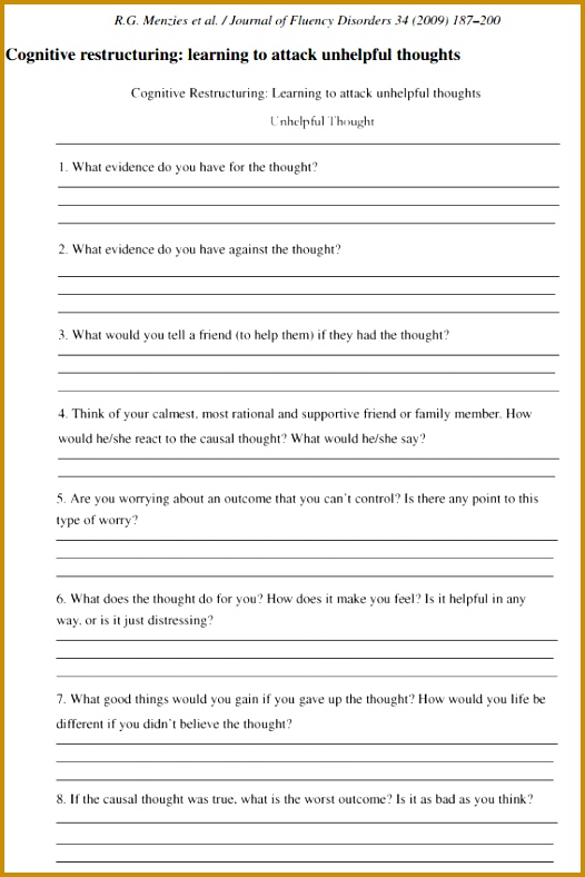 Free Printable Anxiety Worksheets For Adults
