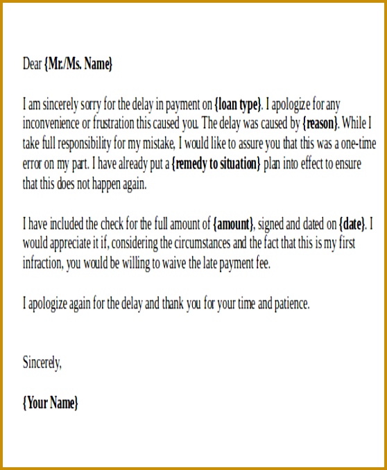 Business Apology Letter for Late Payment 678558