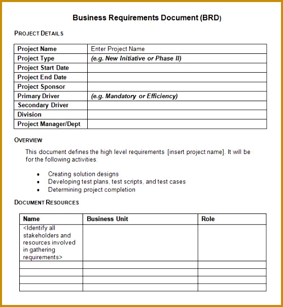 Business Requirements Document Template 31768 Business Requirements Document Template Pdf 604558