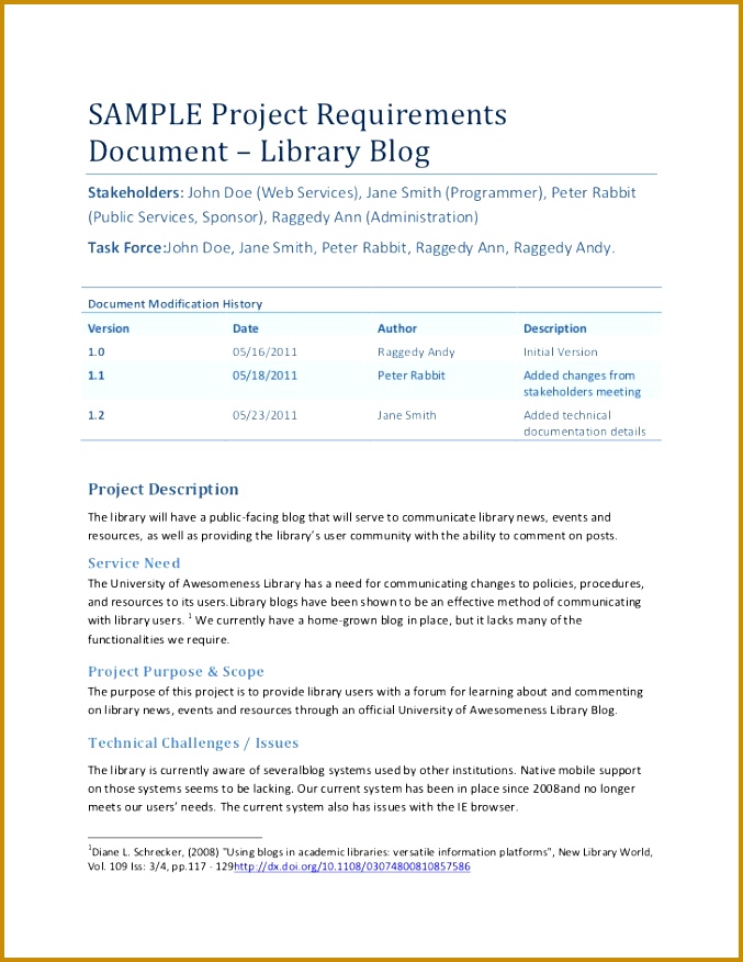 Business Requirements Document Template 67967 Sample Project Requirements Document 876677