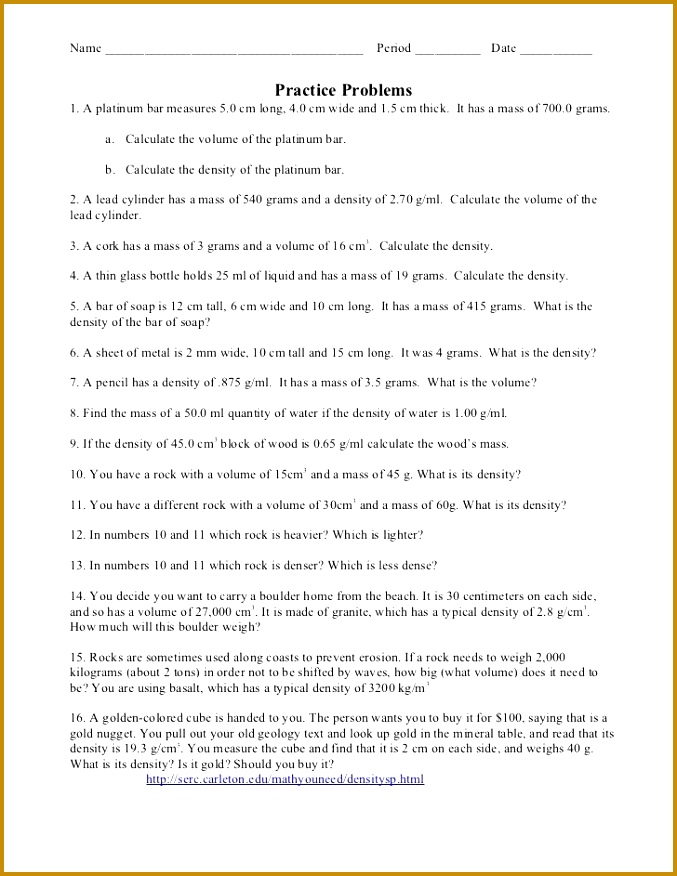 Density Worksheet With Answers calculate density worksheet with answers to her with density worksheet with answer key 9th also density worksheets with 876677