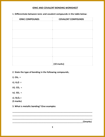 IONIC AND COVALENT BONDING WORKSHEET WITH ANSWERS by kunletosin246 Teaching Resources Tes 465358