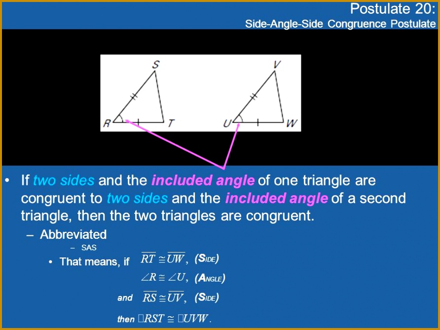 Postulate 20 Side Angle Side Congruence Postulate If two sides and the included 669892