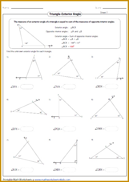 Printable worksheets contain classifying and identifying triangles based on sides and angles area and perimeter 594419