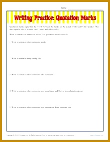 Writing Practice Quotation Marks Punctuation WorksheetsSentence 283219